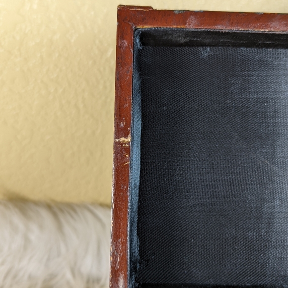 Vintage Hand Painted Roses Wood Jewelry Trinket Box Trunk Leather Trim - Picture 12 of 12